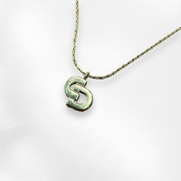 Christian Dior Vintage 1970's CD Logo Pendant Necklace Germany Hallmark - Picture 1 of 9